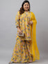 Plus Size Yellow Georgette Kurta With sharara and Dupatta